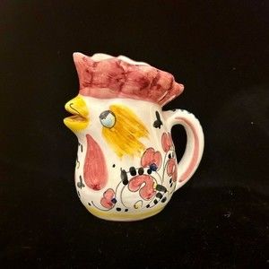 Deruta Italy rooster shaped mini pitcher hand painted